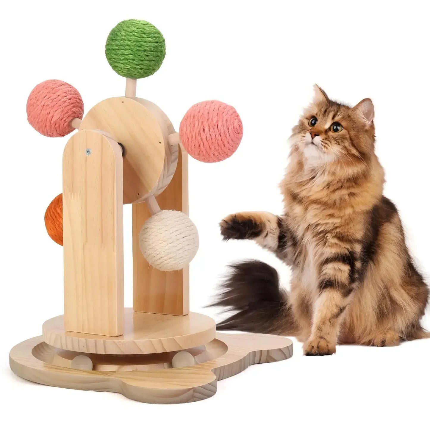 Cat Scratching Post with Ferris Wheel Spinning Balls
