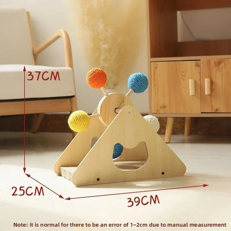 Cat Scratching Post with Ferris Wheel Spinning Balls