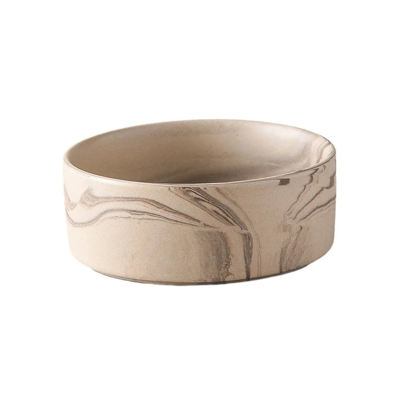 Marbling Ceramic Cat and Dog Bowl  With Wooden Rack
