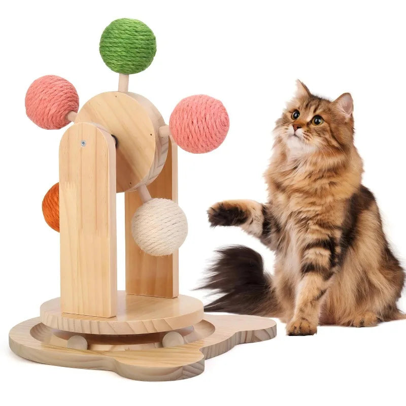 Cat Scratching Post with Ferris Wheel Spinning Balls