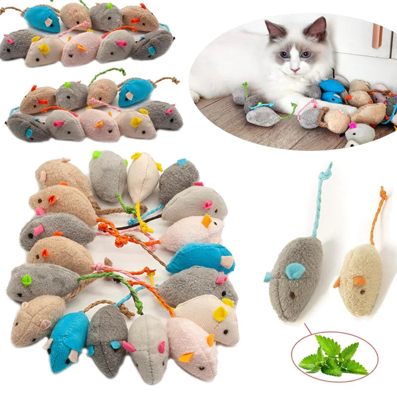 Catnip Rattle Mouse Toys – Interactive Faux Fur Mice for Indoor Cats