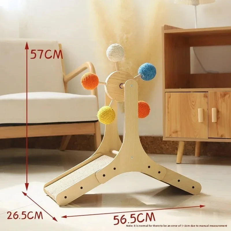 Cat Scratching Post with Ferris Wheel Spinning Balls