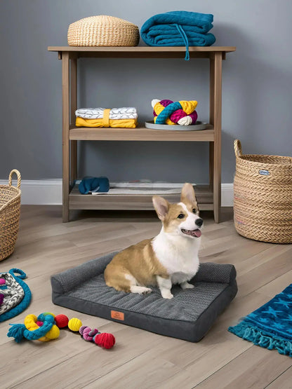 Luxury Memory Foam Dog Bed – Waterproof, All-Season Mat for Medium Dogs | Machine Washable