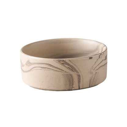 Marbling Ceramic Cat and Dog Bowl  With Wooden Rack