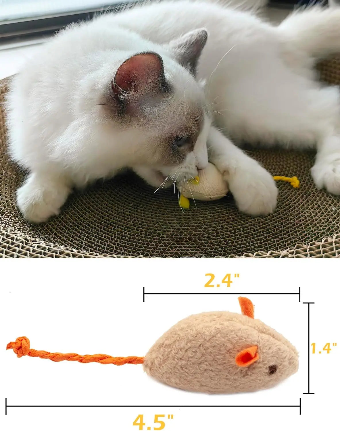 Catnip Rattle Mouse Toys – Interactive Faux Fur Mice for Indoor Cats