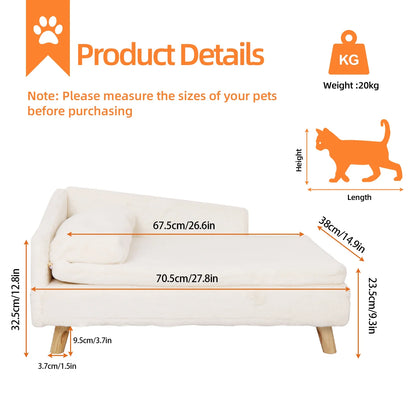 Elevated Nordic Pet Bed – Cozy Stool-Style Sofa with Waterproof Pad & Wooden Legs for Small Dogs & Kittens